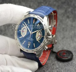 Top Fashion Quartz Chronograph Watch Men Gold Silver Dial 43mm Classic Leather Strap Stopwatch Mans Casual Sport Clock 58636439158