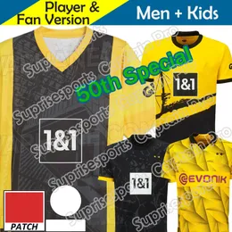 Dortmunds 50 -jähriges Jubiläum Special 23 24 Fußballtrikots Kids Kit Vierter 4. Sancho 2024 Cup Trikot Football Hemd Home Away Third Haller Reus Brandt Sets Plus Size 4xl