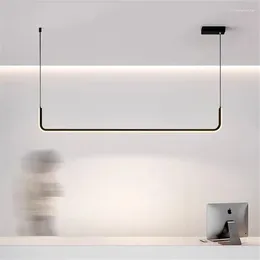 Lampadiers Long lampadario leggero moderno lampada minimalista sospesa barre creativa lampada da studio a led strip room cucina isola