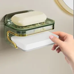 Set Elegant Soap Holder with SelfAdhesive, Wallmounted, No Drilling,No Water Accumulation for Kitchen and Bathroom Organizer