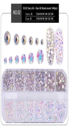 NA053 1 Caixa de tamanho múltiplo Crystal unhas Decorações de acrílico redondo brilhos coloridos shinestones Diy Nail Art Accessoires 1440pcs7695451