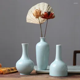 Vasos Vaso de cerâmica imitação canção Misty azul de porcelana branca casa de estar e decoração de chá decoração retro nacional de flor Ware