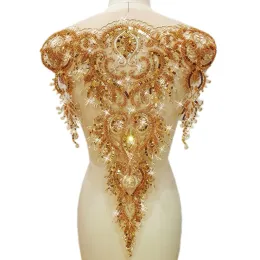 Kleider Haut goldener gelbe Perlen -Pailletten -Designer -Couture DIY -Nähpailletten -Pailletten Rhinestones Flecken Kleidung Applikationen für Hochzeitskleider