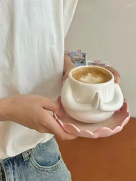 マグahunderjiaz-cute yellow Ceramic Coffee Coasters家庭用飲酒器具ホームデコレーションカワイイカップ