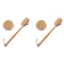 Trockenbürste Körperbürste Set aus 4 trockene Haut Peeling Pinselgriff Rückenpeeling für Duschpinsel für Cellulite 240418