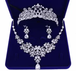 Bröllopsbrudsmycken Tiaranecklaceearrings Set Korean Tiara Wedding Diamond Necklace Set Wedding Accessories Whole8979155