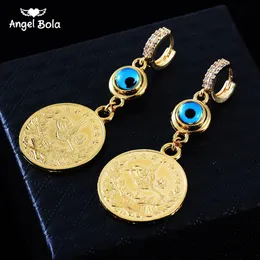 Brincos de moedas em cores douradas Omã Jóias islâmicas muçulmanas para mulheres meninas antigas do estilo África África Jóias turcas 240410
