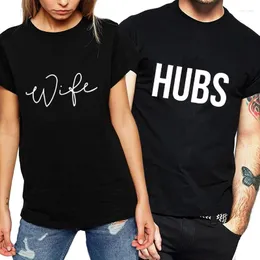 Camisetas femininas letra cubos de impressão esposa camisa engraçada para homens e mulheres Valentine Tees