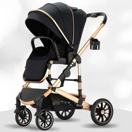 Strollers# High view bidirectional handcart eggshell sleep basket can sit or lie down lightweight four-wheel luxury pushing firewood Q240429