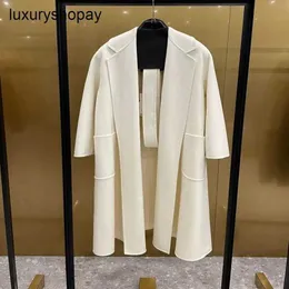 Top Maxmaras Cashmere Coat Womens Wrap Coats 2024 Autumnwinter Double -Side Labbro Gu Jia نفس نمط موجة المياه الطويلة الطول Maillard