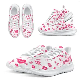 Casual Shoes InstantArts Pink Nursing for Women Printed White Bottom Bekväm flickor Tennis Anti-löpning