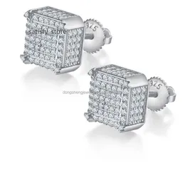 Yüksek kaliteli moda mücevher küpeleri set vida geri 925 STERLING Gümüş VVS Diamond Moissanites Stud Küpe