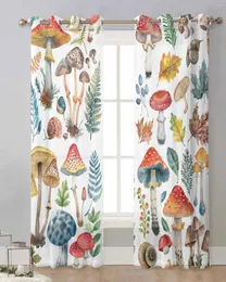 Tenda funghi piante piante disegnate a mano ad acquerello retrò tende in tulle moderne tende vocali a vena finestra accessori per la camera da letto