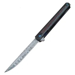 تكتيكات في الهواء الطلق المحمولة G10 Handle Camping VG10 Damascus Steel قابلة للطي سكين PV PV الحافظة