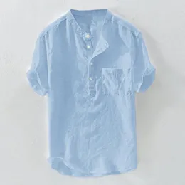 Camisas casuais masculinas linho de algodão de verão de mangas curtas de trespotas de moda de moda de moda harajuku camisetas básicas versáteis
