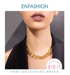 Enfashion punk Big Strong Link Choker Naszyjnik Kobiety Złoty kolor stalowy stal nierdzewna Oświadczenie Naszyjniki Mężczyzn P193041 LJ203154414