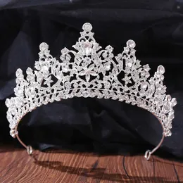 Tiaras 럭셔리 녹색 빨간색 블루 크리스탈 티아라 왕관 여성 결혼식 파티 우아한 신부 신부 꽃 왕관 머리 액세서리