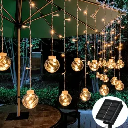 Dekorationer LED Solar Light Outdoor Waterproof Fairy Garland Votive Bottle Curtain String Light Christmas Party Lamp för trädgårdsdekoration