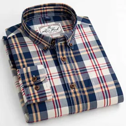 Camicie casual maschile in stile Inghilterra Contrasto camicie a scacchi casual a scacchi abbottini senza tasca morbido 100% cotone long slve camicia a quadro a quadro standard t240428