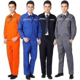 Men's Tracksuits 1 Set Stylish Men Coat Pants Comfy Overalls Reflective Moisture-wicking Pockets Streetwear