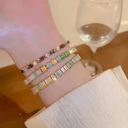 Цепная сладкая циркона регулируемые медные браслеты для женщин Новая корейская мода блестящие высококачественные ювелирные украшения подарки на день рождения
