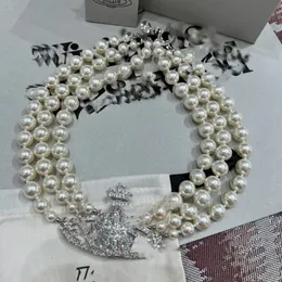 Fine craftsmanship and high quality version of the classic light luxury banquet three-layer Saturn ring pearl necklace Chokers