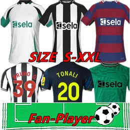 23 24 25 Tonali New Castle Soccer Jersys Nufc Kids Kit 2024 2025 Bruno G. Wilson Saint Maximin Isak 축구 셔츠 골키퍼 세트 팬 플레이어 버전