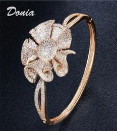 Donia المجوهرات الفاخرة Bangle الأوروبية والأميركية Camellia twocolor electroplated النحاس microinlaid سوار exa4999749