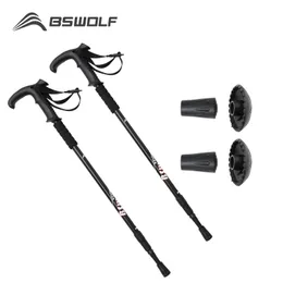 Bswolf 2pcs/lot屋外アンチショックノルディックウォーキングスティックウルトラライト伸縮トレッキングハイキングポール240428