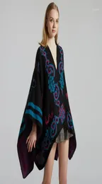 Lenços vintage Floral Poncho Mantilla Women Pallium Chal Shawls Autumn Winter Cape Scarf feminino macio mujer bufanda13190533