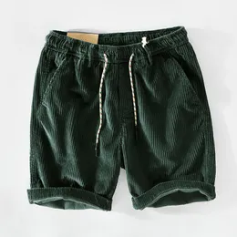 Verão Vintage Green String Casual Shorts para homens Elastic da cintura alta solta Cor de cor de rua larga de cor lareira de streetwear 2404274