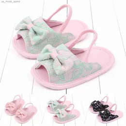 Сандалии Baby Girl Bow Sandals Summer Sole Sole Princess Flat Light Shouse Baby Antipling First Step Shoes 0-18ML240429