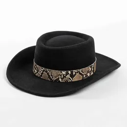 Chapéus de aba larga Chapéus de balde Novo chapéu de torta de porco vintage 100% de lã masculina brim felt hat hat gentleman Church c trilby jazz chapéus j240429