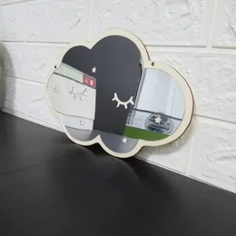 2024 Nordic Wooden Crown Cloud Cloud Stars Cat Cat Kids Acrylic Decorative Mirror لزينة الجدار المنزلي وأدوات الأعمال الفنية للإضافة