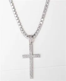 karopel Hip Hop Micro Pave Zircon Cross Pendant Crystal Custom Size Tennis Chain Necklace Ice Out Chains Around The Neck 2109292796499184