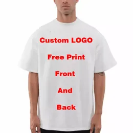 DIY Custom Your 9,1oz 260gsm de alta qualidade de alta qualidade Camiseta pesada para lazer de cor de algodão de manga curta Lazer branco preto 240428