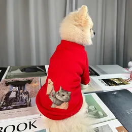 Husdjur tröja trend björn tryck mönster huvlös tröja förtjockad varm pomeranian shiba inu kläder