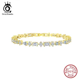 Orsa Jewels Brilliant Tennis Bracelet 925 Sterling Silver 3 다른 모양 지르콘 고급 체인 여성 보석 SB167 240423