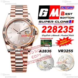 228235 Daydate A2836 VR3255 Automatyczna męska zegarek GMF V3 Rose Gold Diamond Stick Tarf 904L Prezydent Prezydent Bransoletka Super Edition Ta sama karta 2024 Zysk waga Puretime