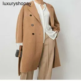 Maxmaras Cashmere Coat Kadın Yün Palto Maksimum Orijinal% 100 Camel Polar Lüks Grade 801 yaka kalınlaşmış ışık gevşek orta uzunluk