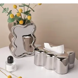 Вазы легкие роскошные серебряные цветочные формы керамическая ваза ткань коробка телевизионная шкаф