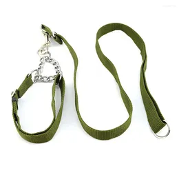 Dog Collars Military Tactics Pet Collar For Large Dogs Leash Set Retractable P Chain Necklace With D Clasp Belt Army Green Traction Rope