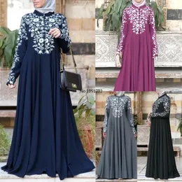 Femme Musulman Pakistan muslimische Frauen Muslim Maxi Langes Kleid Dubai Abaya Robe Islam Kaftan Print Langarm S-5xl Muslim Kleid 240415