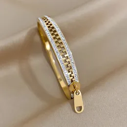Original dragkedja armband charm armband rostfritt stål dragkedja handarmband guldpläterade lyxsmycken för kvinnor designer 240428