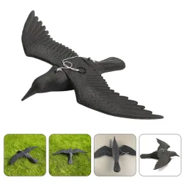 Dekorationer Reallike 3D Plastic Animals Figures Realistic Plastic Crow Ravens Garden Flag Home Bird Figurine Crow Decoys Locka Crows