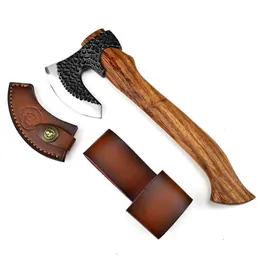 HK081 Survival AX Outdoor Hatchet Survival Viking Felling Ax Ading Tamping with DC53 Steel Wooden Handle Greath