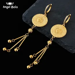 Never Faded Jewelry Muslim Coin Dangle Earrings for Womens Islamic Jewelry Earrings Turkish Earring Statement Earrings 240410
