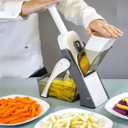 5 I 1 Cutter Chopper Multifunktionell grönsaksskärare Hushåll Potatis skivare Kök hem frukt Vegetabiliska verktygskök Gadget 240422