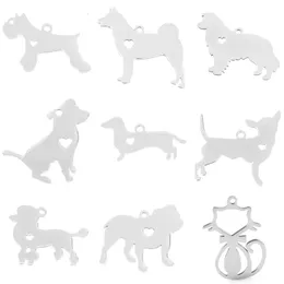10pcs I Love My Cat Dog Animals Stainless Steel Pendant With Heart Puppy Pet ID Blank Dog Tag for Print Mirror Polish 240429