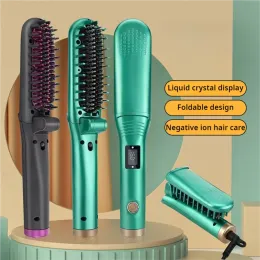 Irons Foldable Electric Hot Comb 5adjustable Crystal Straight Hair Comb Negative Ion Device Lazy Person Curling Stick Straight Clip